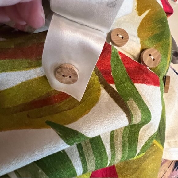 Farm Rio Maxi Jumpsuit Size M Tropical Leaf Print Button Front Boho Resort $225 - Picture 14 of 14